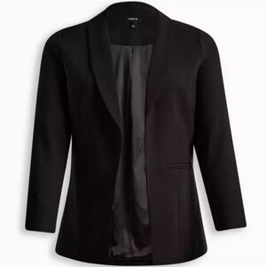 Torrid 4 4X 26 Refined Studio Crepe Shawl Collar Open Front Blazer Suit Jacket